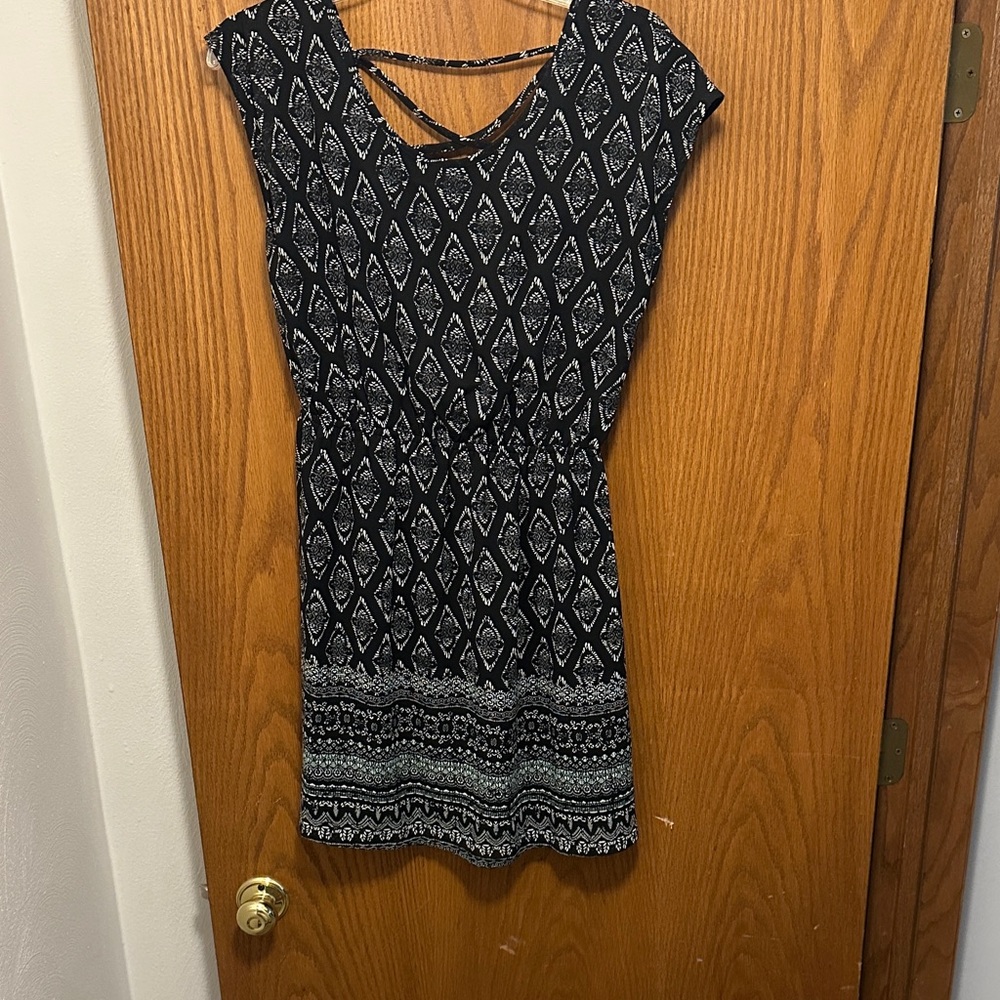 Maurices Black and White Diamond Print Mini Dress